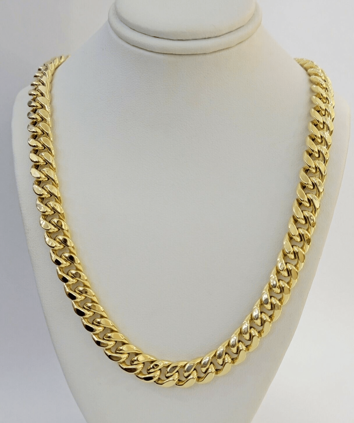 Real 14k Gold Chain 26 Inch Miami Cuban Link Necklace 9mm Strong Men's 14KT Gold - GoldenlinQ